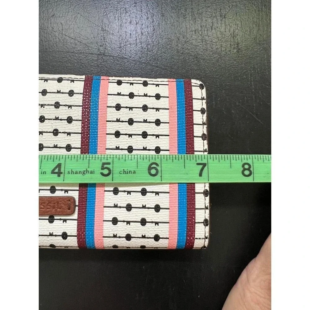 Fossil Wallet Multi Color Striped Polka Dot Bifold Clutch OS